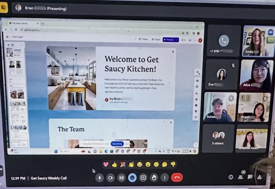 Weekly client call with Get Saucy founder