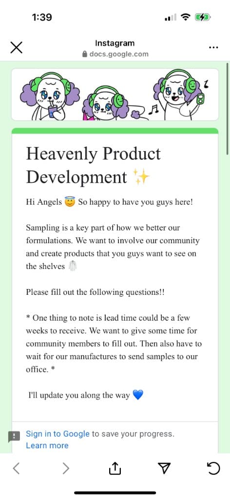 Heavenly product development survey